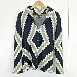 Chaps Ralph Lauren Cardigan Sweater Womens Size Medium Aztec Southwestern FLAW